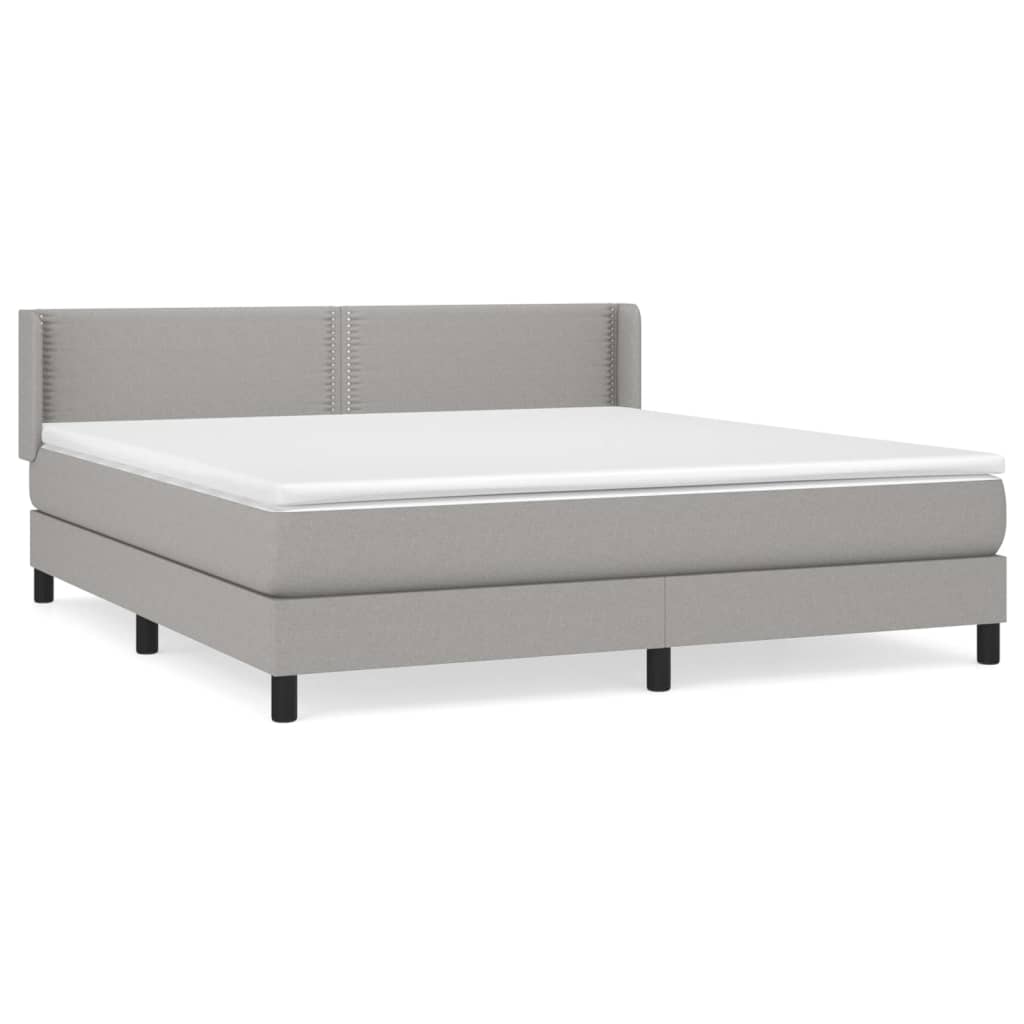 Boxspring met matras stof lichtgrijs 160x200 cm