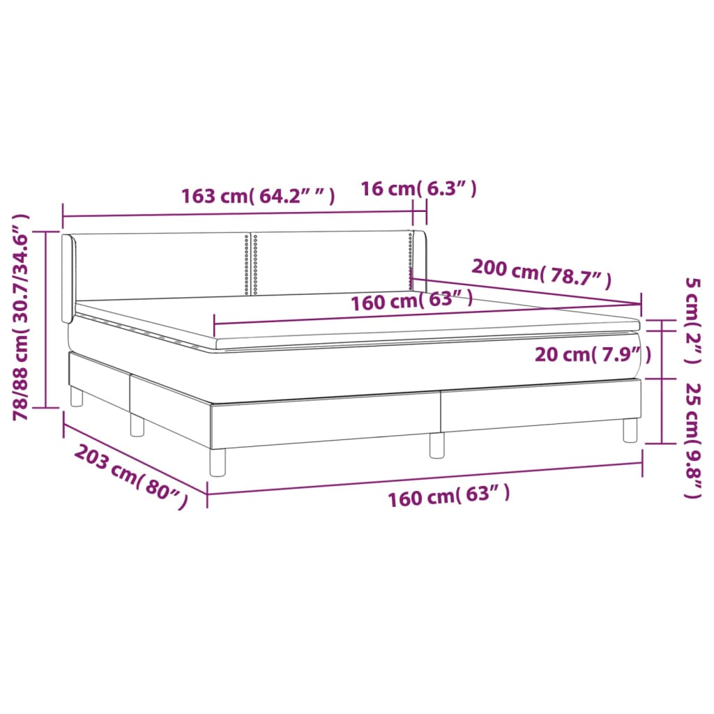 Boxspring met matras stof lichtgrijs 160x200 cm