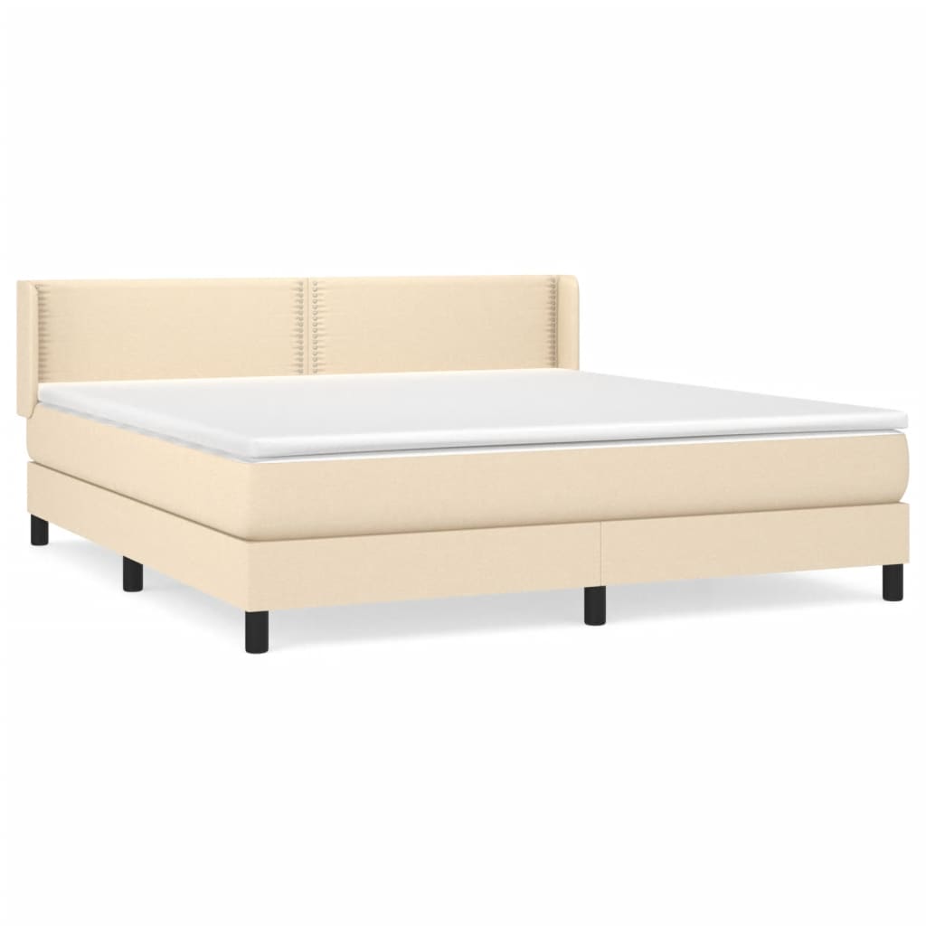 Boxspring met matras stof crèmekleurig 160x200 cm