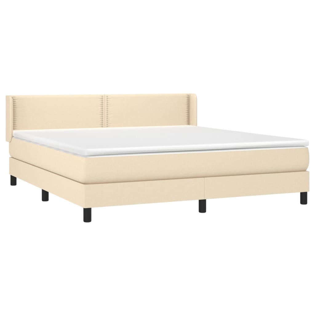 Boxspring met matras stof crèmekleurig 160x200 cm