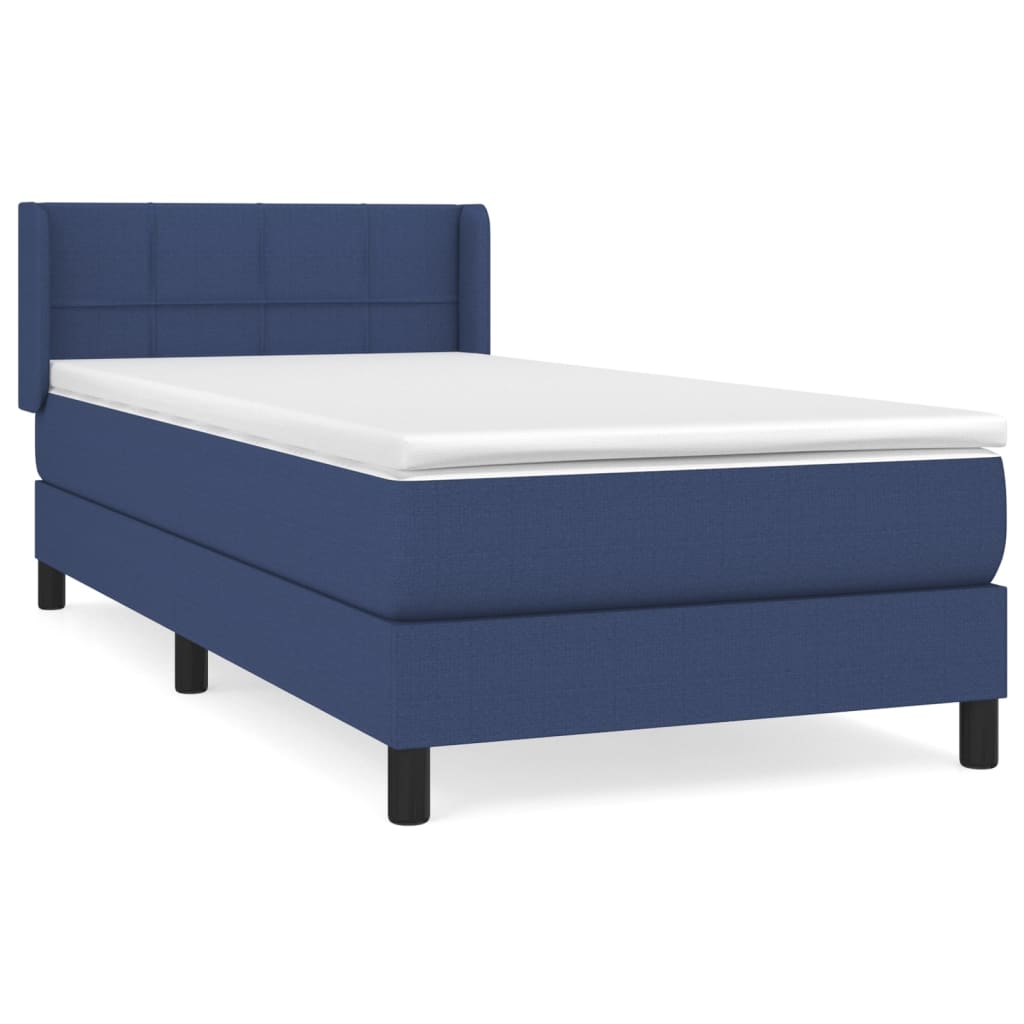 Boxspring met matras stof blauw 90x190 cm