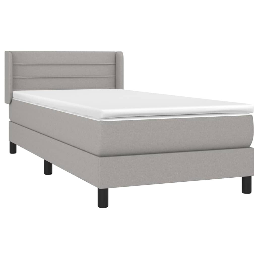 Boxspring met matras stof lichtgrijs 90x190 cm