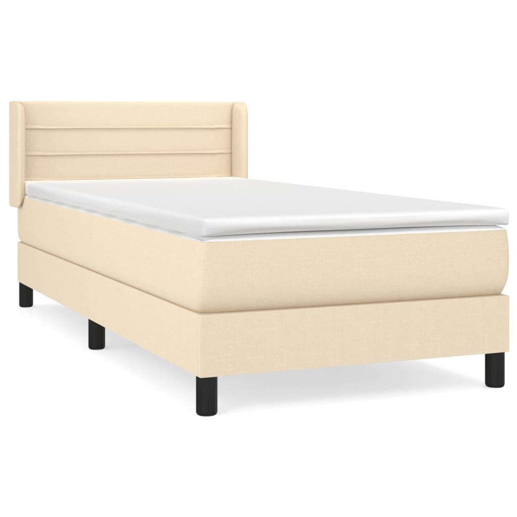 Boxspring met matras stof crèmekleurig 90x190 cm