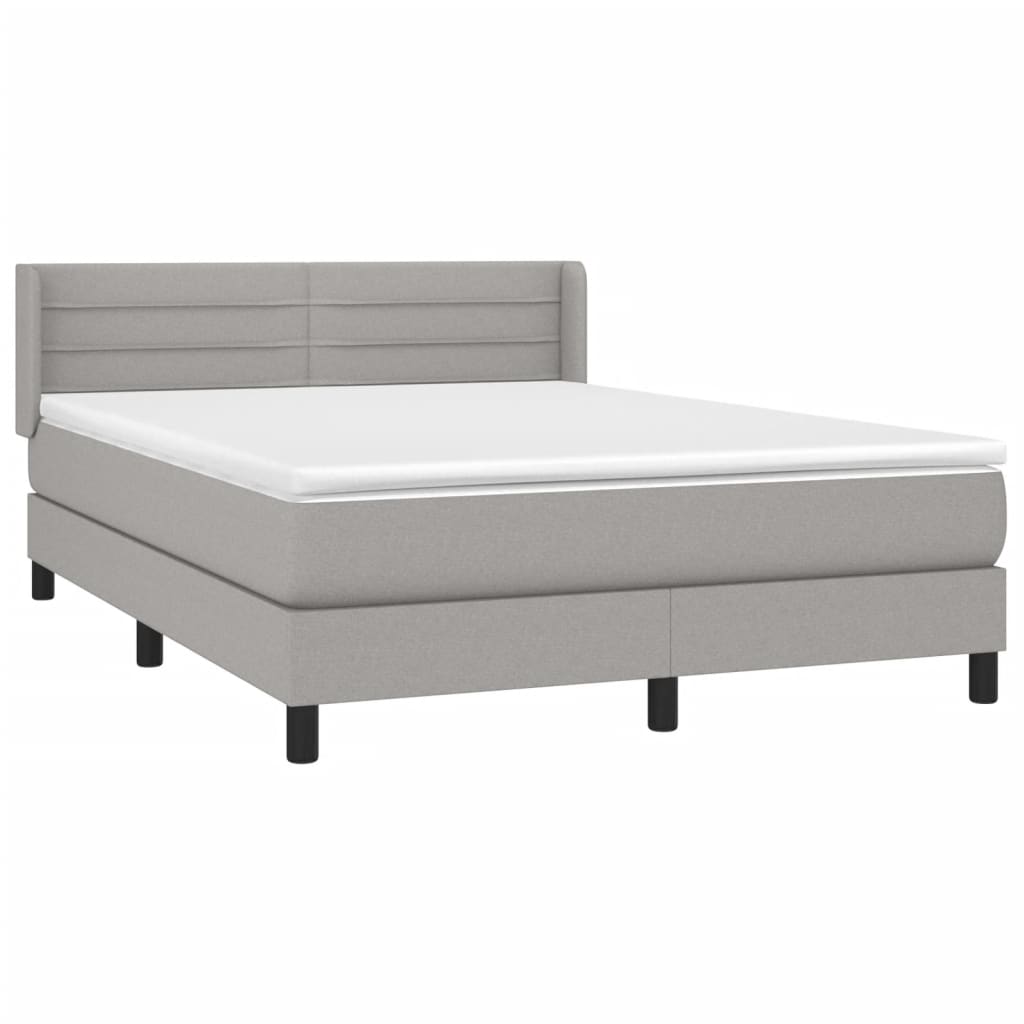 Boxspring met matras stof lichtgrijs 140x190 cm