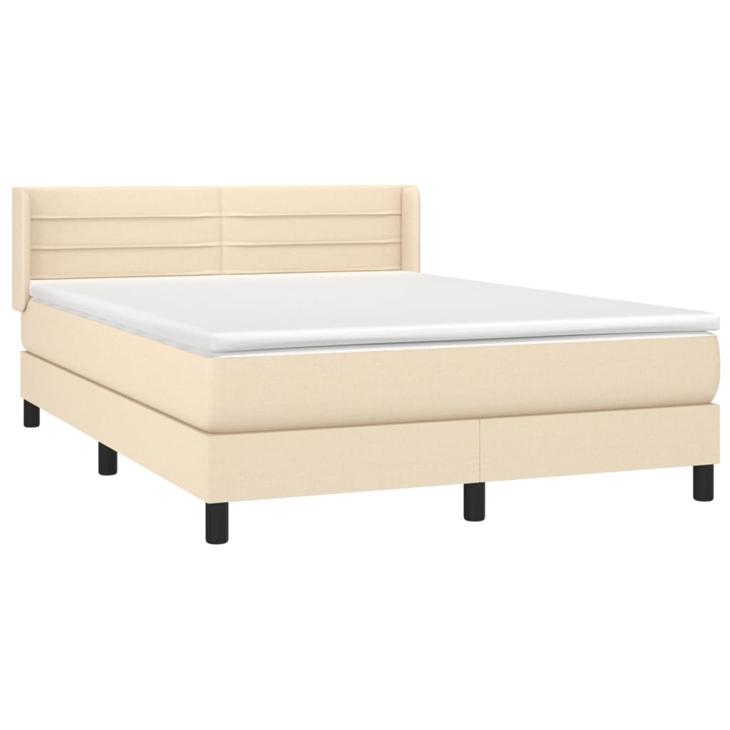 Boxspring met matras stof crèmekleurig 140x190 cm