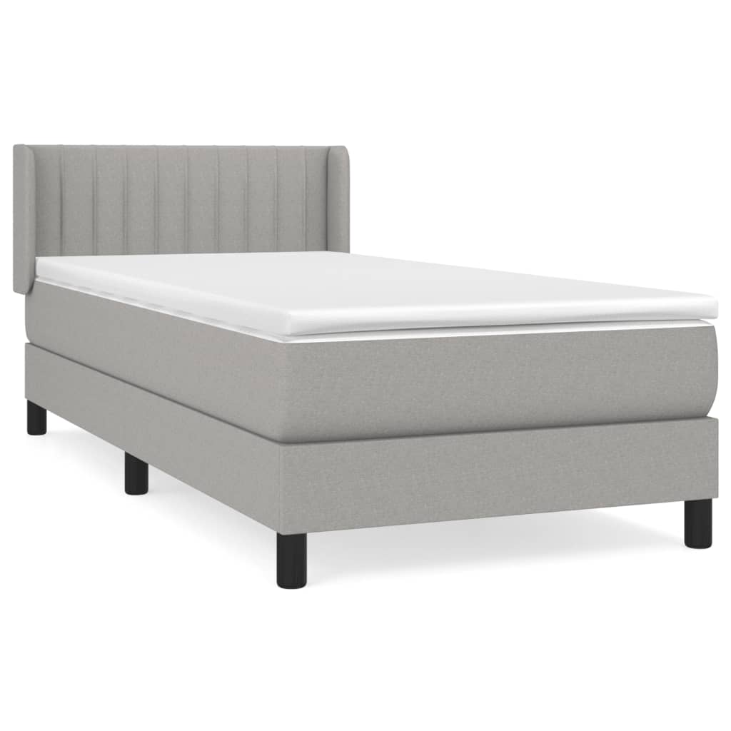 Boxspring met matras stof lichtgrijs 90x190 cm