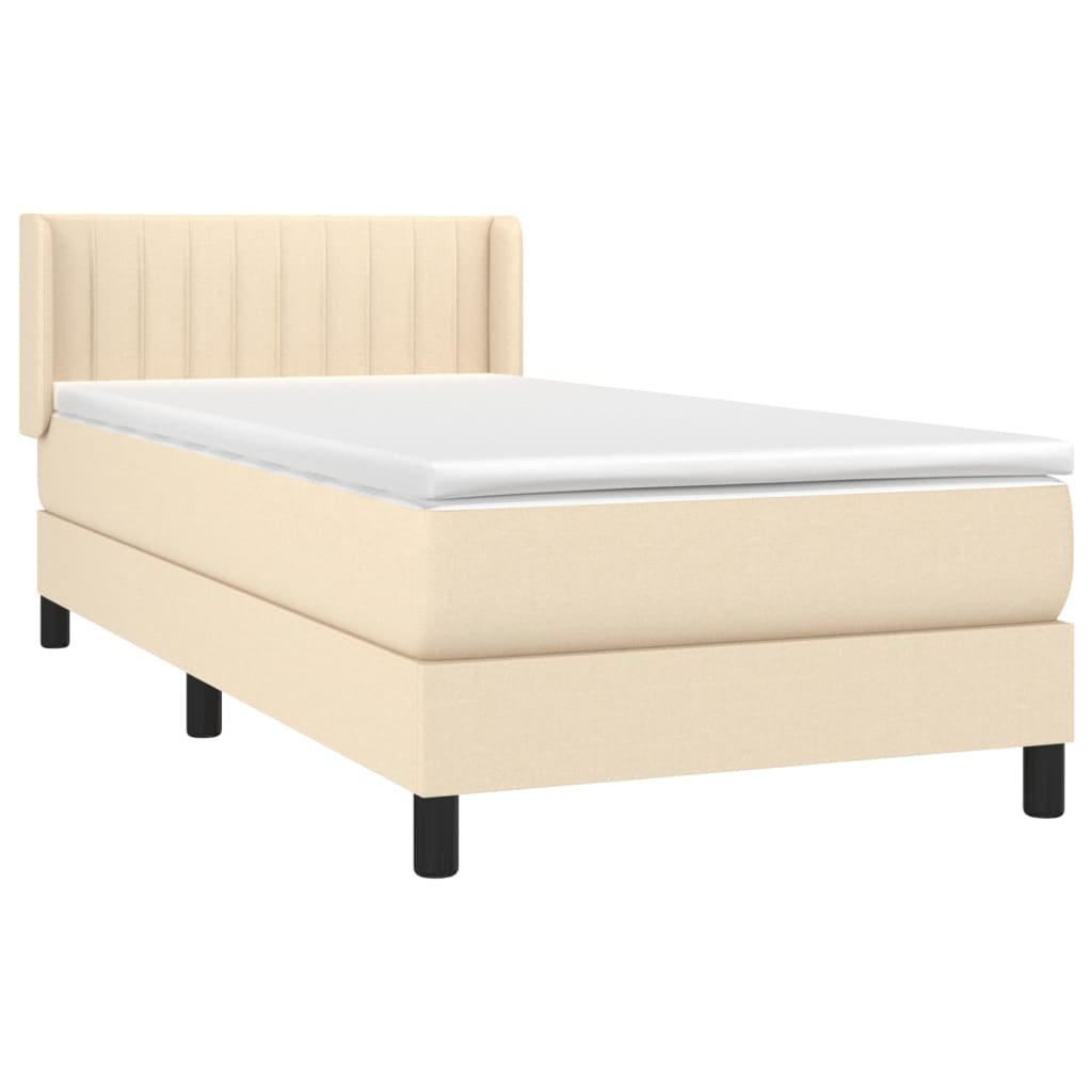 Boxspring met matras stof crèmekleurig 90x190 cm