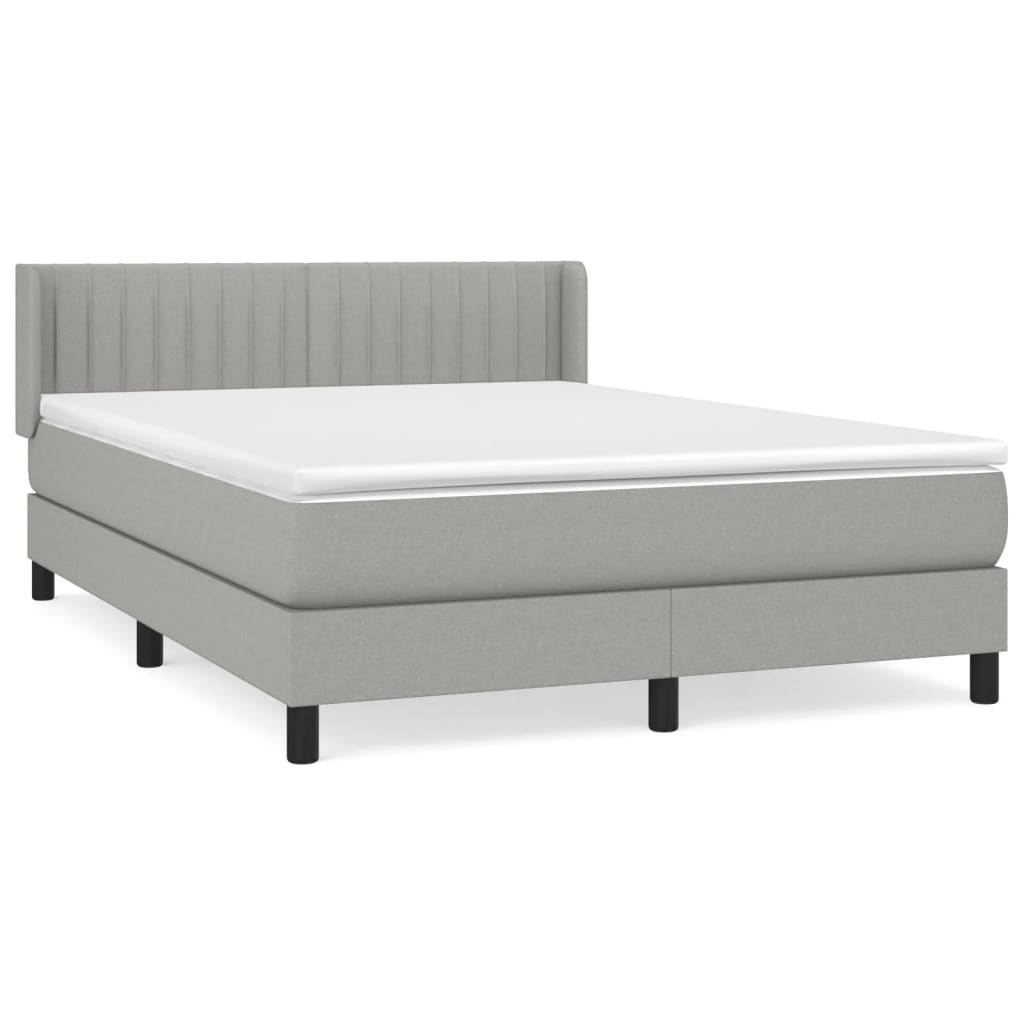 Boxspring met matras stof lichtgrijs 140x190 cm