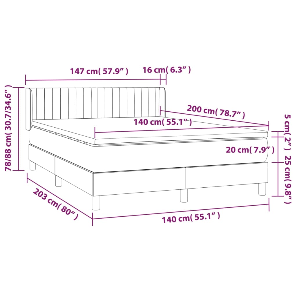 Boxspring met matras stof blauw 140x200 cm