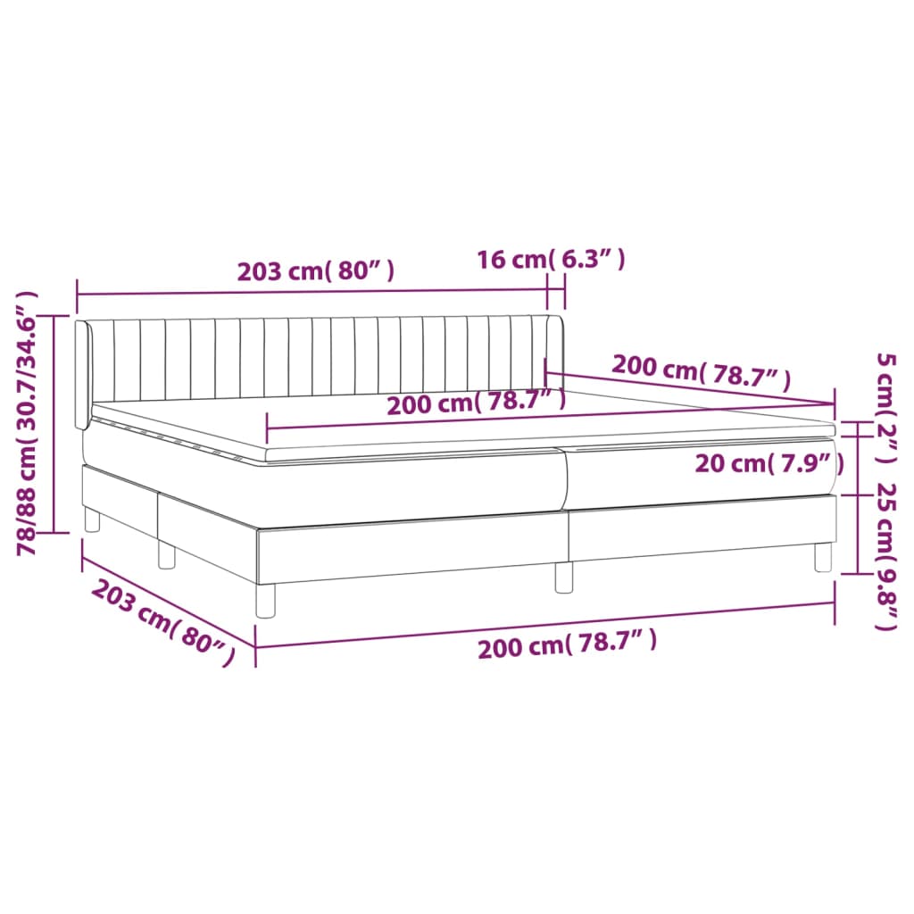 Boxspring met matras stof donkergrijs 200x200 cm