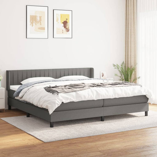 Boxspring met matras stof donkergrijs 200x200 cm