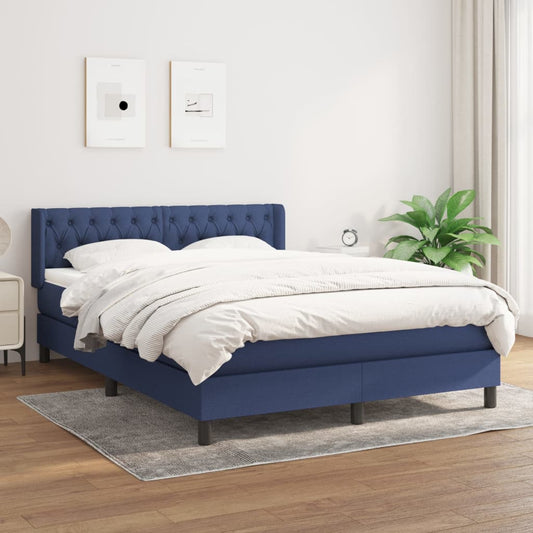 Boxspring met matras stof blauw 140x200 cm