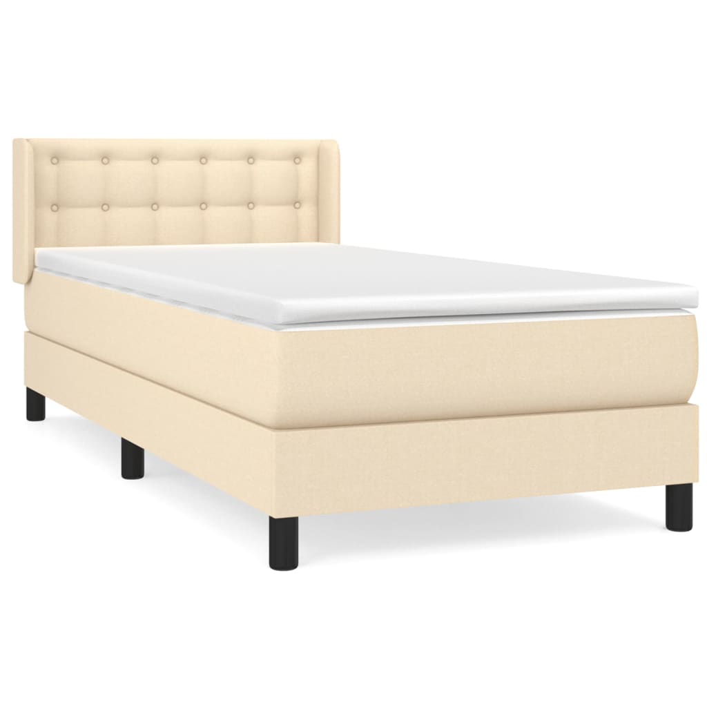 Boxspring met matras stof crèmekleurig 90x190 cm