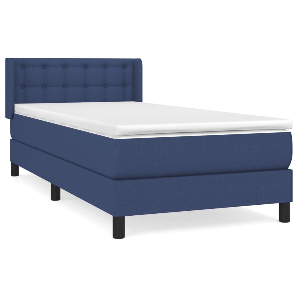 Boxspring met matras stof blauw 90x190 cm