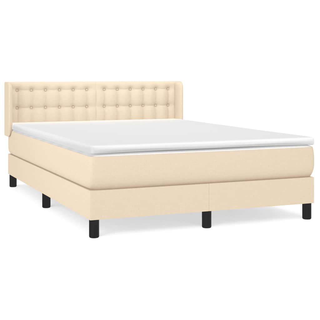 Boxspring met matras stof crèmekleurig 140x190 cm