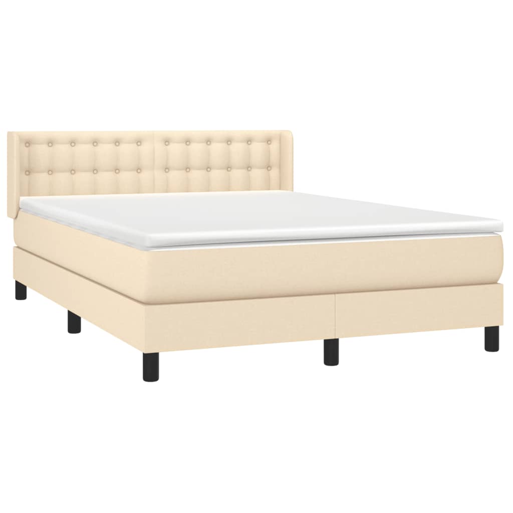 Boxspring met matras stof crèmekleurig 140x190 cm