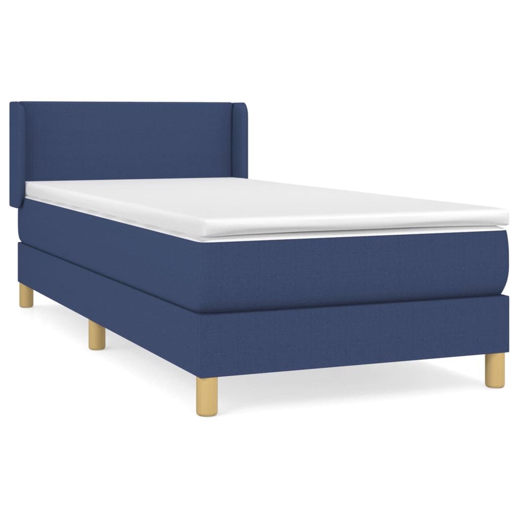 Boxspring met matras stof blauw 90x190 cm