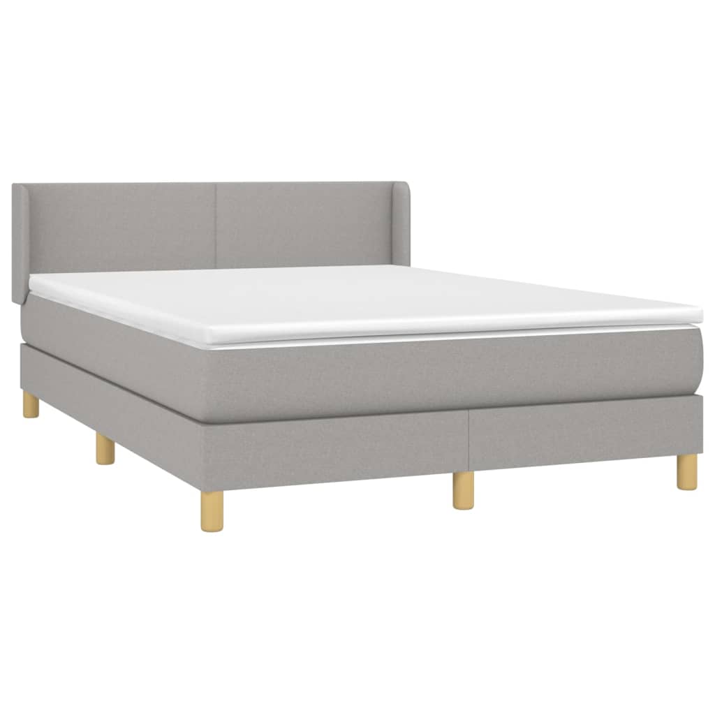 Boxspring met matras stof lichtgrijs 140x190 cm