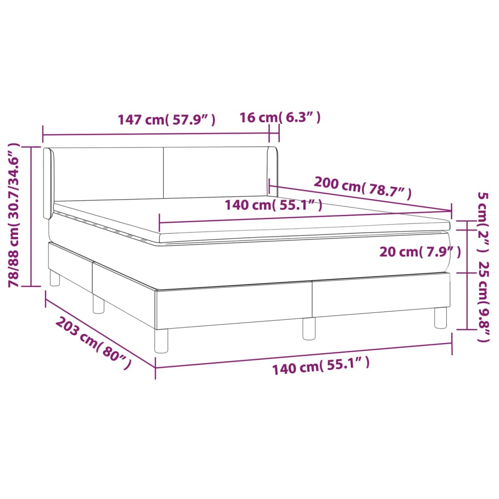 Boxspring met matras stof taupe 140x200 cm