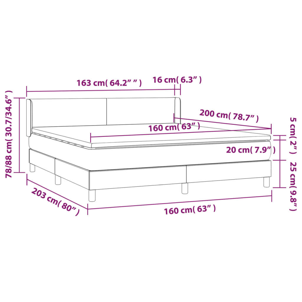 Boxspring met matras stof blauw 160x200 cm