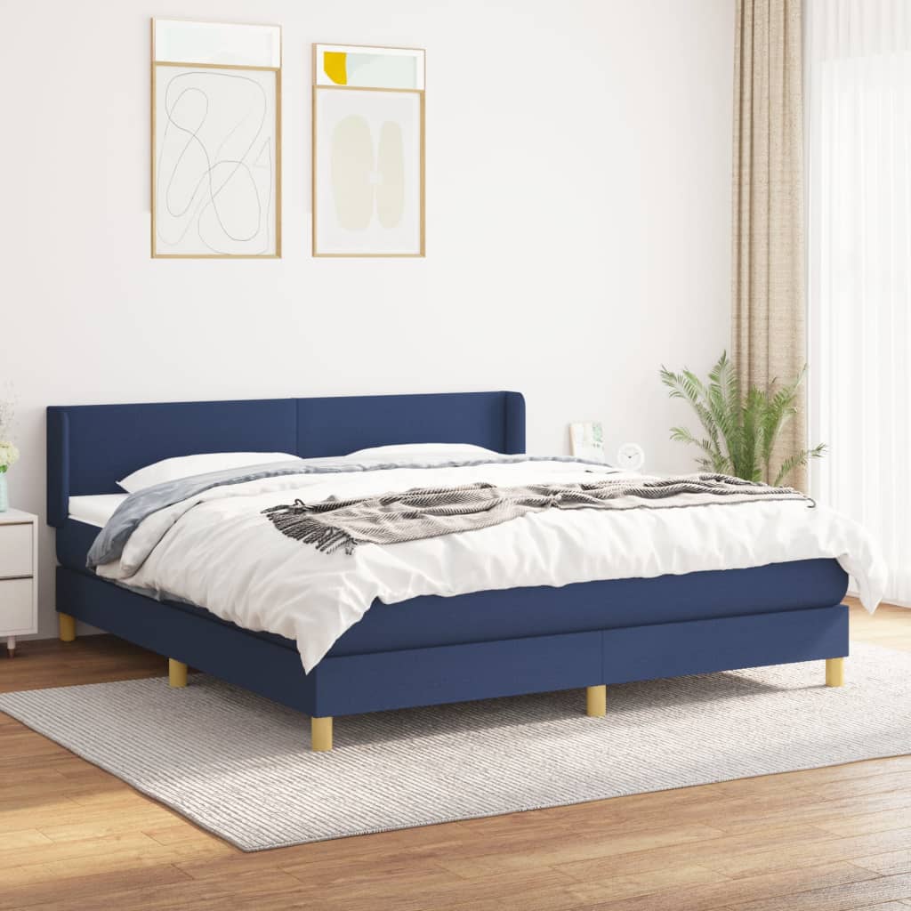 Boxspring met matras stof blauw 160x200 cm