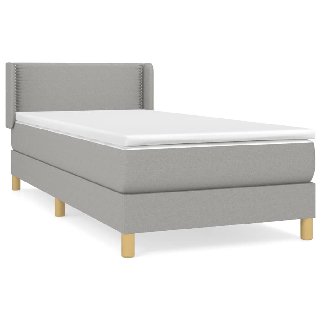 Boxspring met matras stof lichtgrijs 90x190 cm