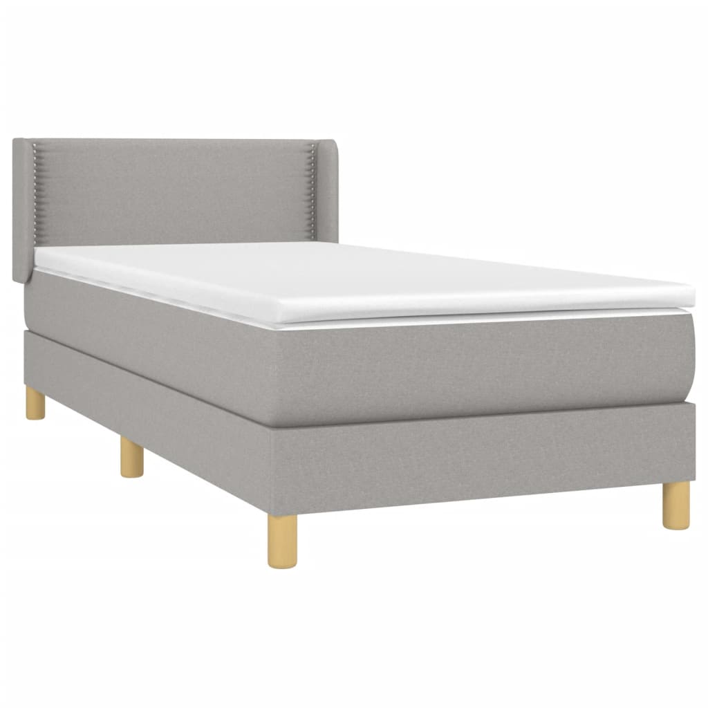 Boxspring met matras stof lichtgrijs 90x190 cm