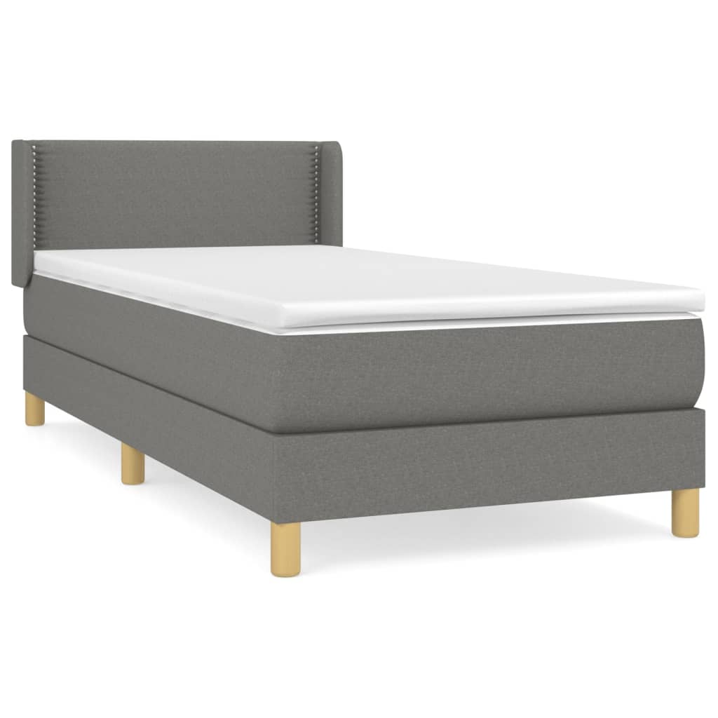 Boxspring met matras stof donkergrijs 90x190 cm