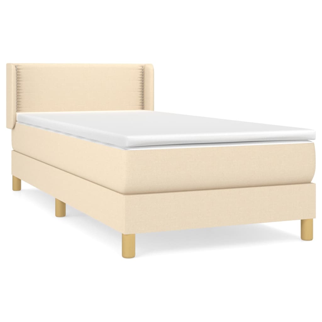 Boxspring met matras stof crèmekleurig 90x190 cm