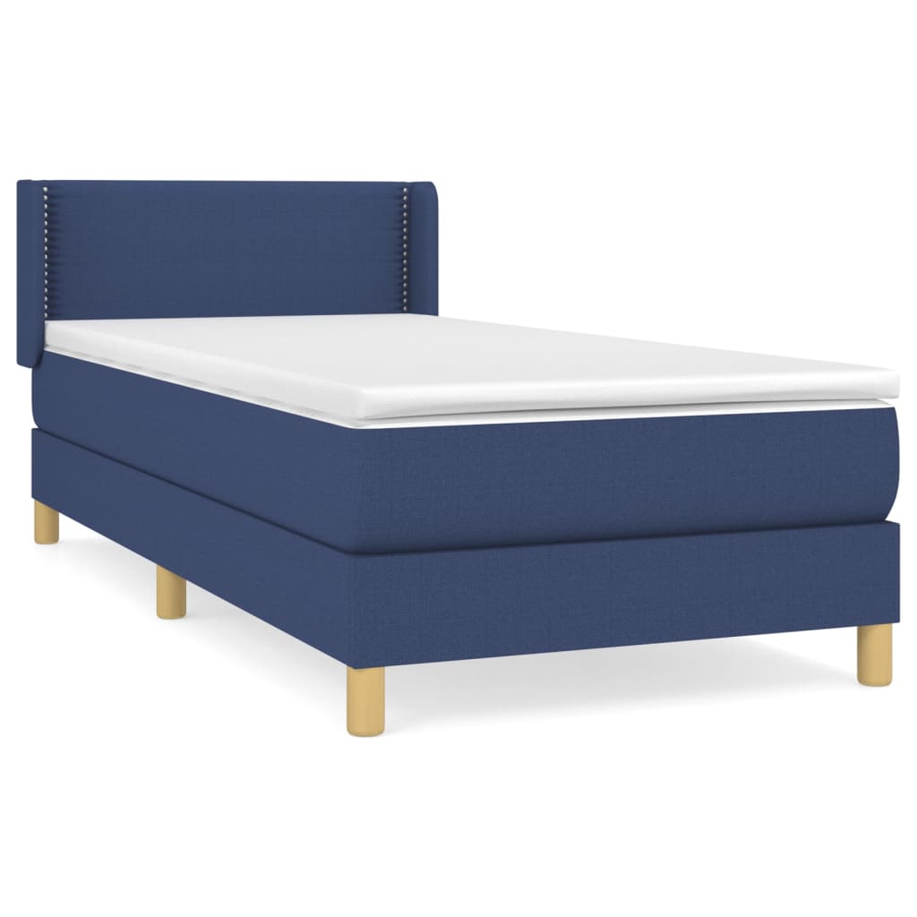 Boxspring met matras stof blauw 90x190 cm