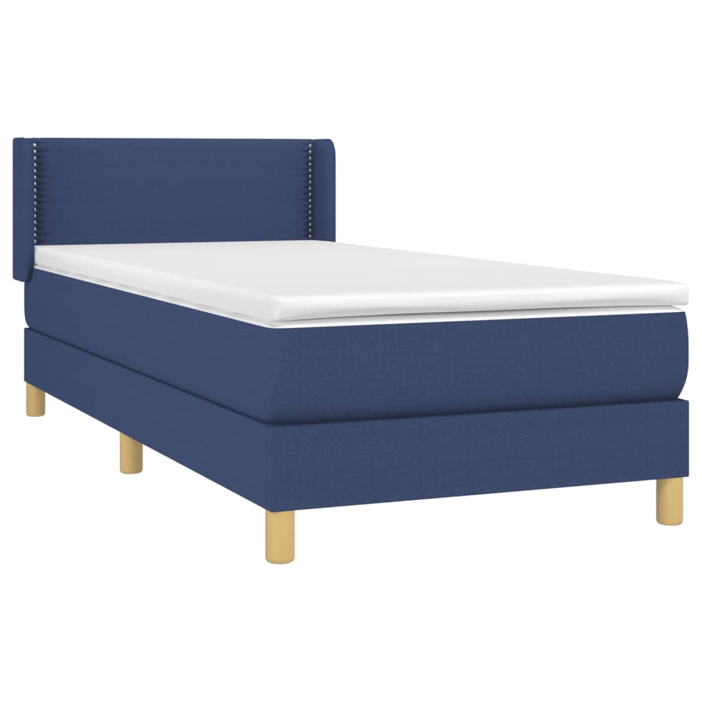 Boxspring met matras stof blauw 90x190 cm