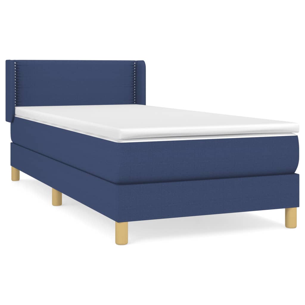 Boxspring met matras stof blauw 90x200 cm