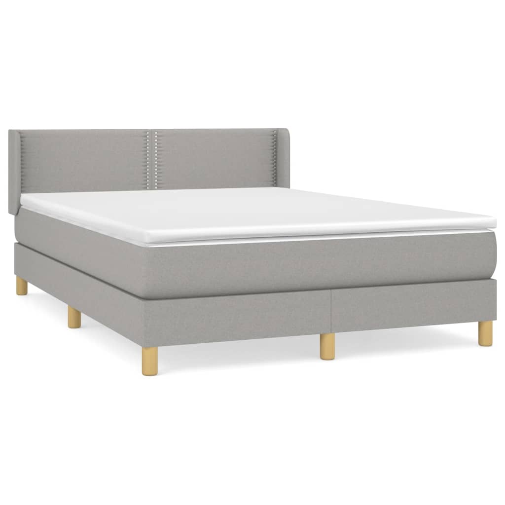 Boxspring met matras stof lichtgrijs 140x190 cm