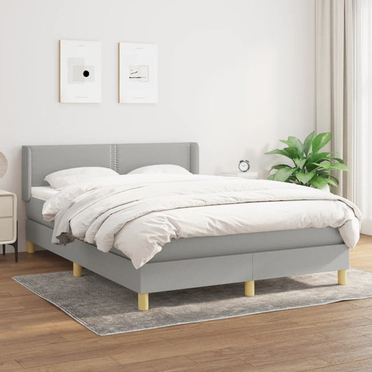 Boxspring met matras stof lichtgrijs 140x190 cm