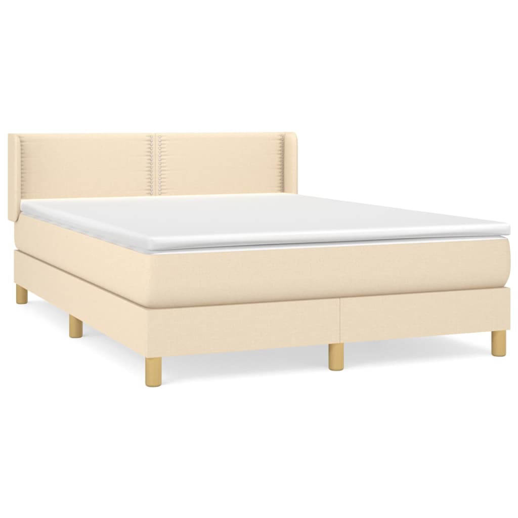 Boxspring met matras stof crèmekleurig 140x190 cm