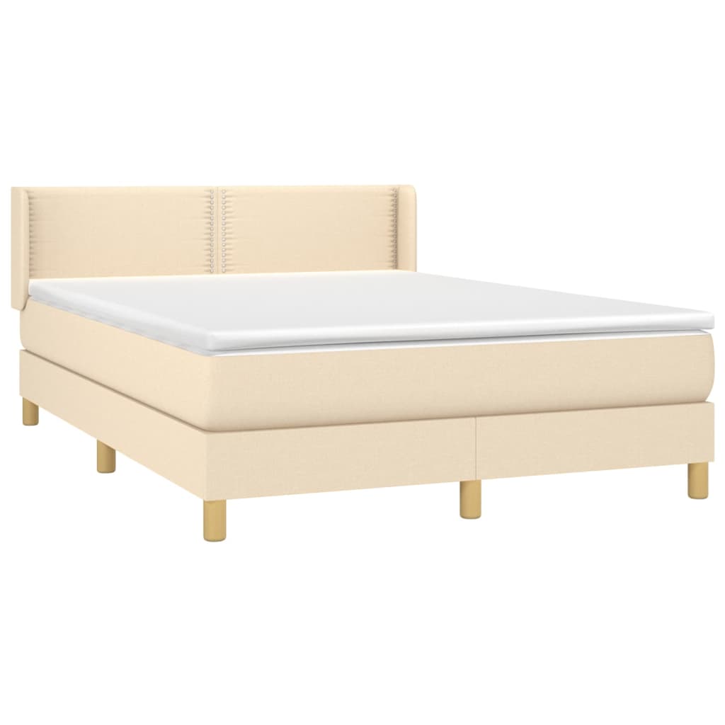 Boxspring met matras stof crèmekleurig 140x190 cm