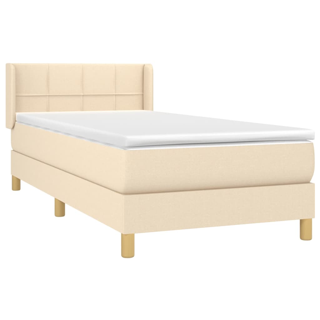 Boxspring met matras stof crèmekleurig 90x190 cm