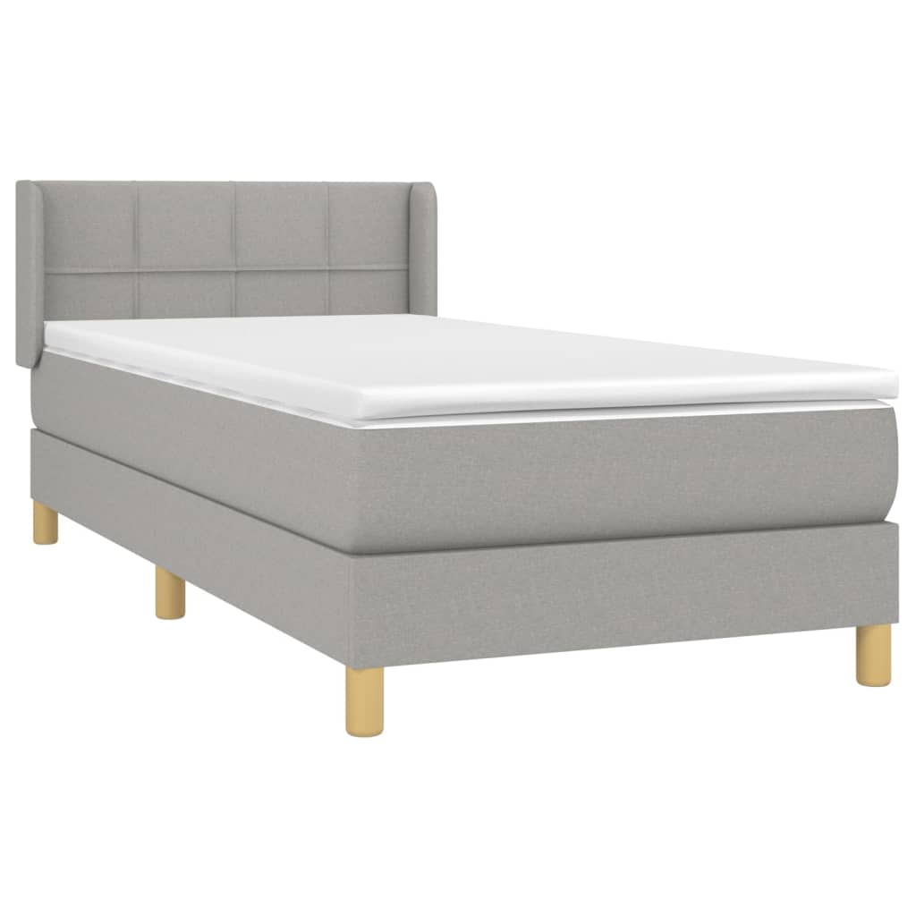 Boxspring met matras stof lichtgrijs 100x200 cm