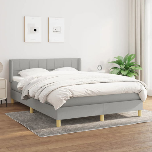 Boxspring met matras stof lichtgrijs 140x190 cm