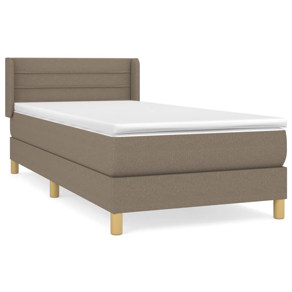 Boxspring met matras stof taupe 90x190 cm