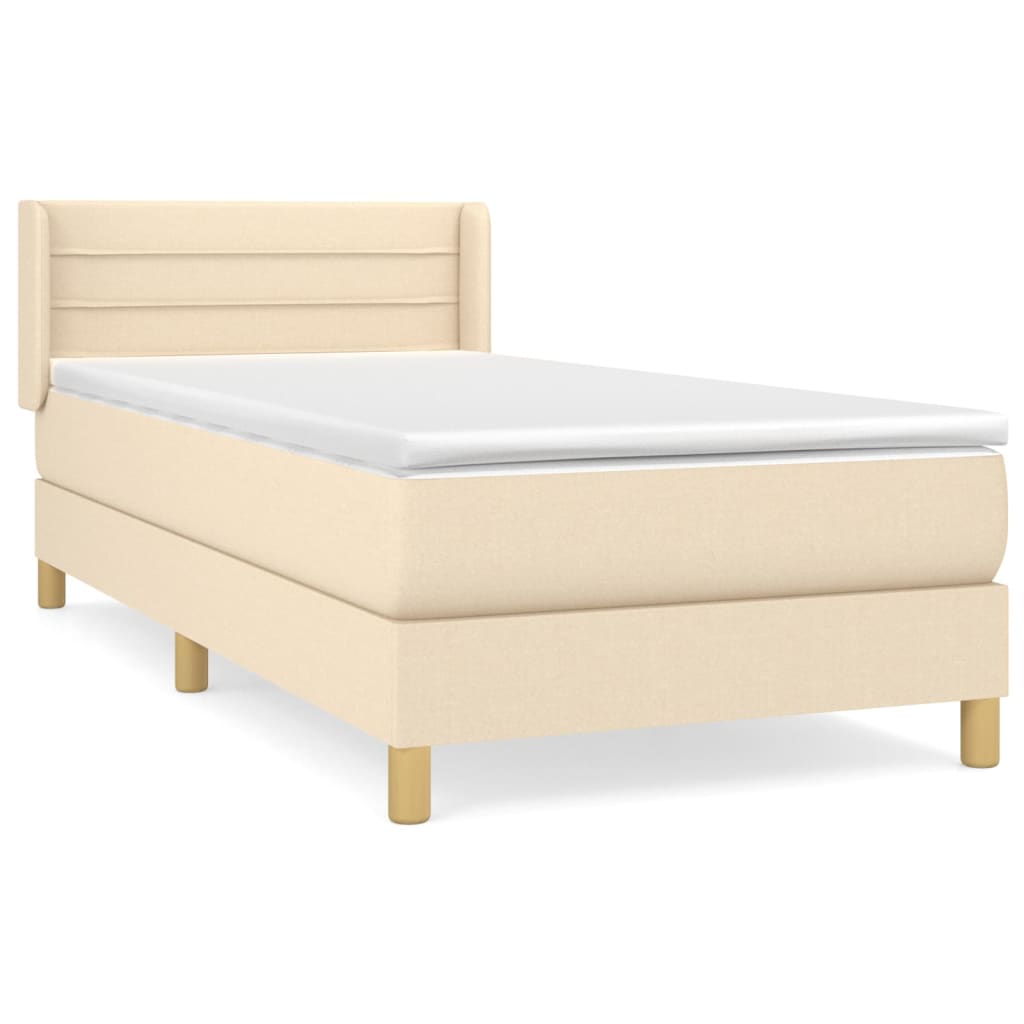 Boxspring met matras stof crèmekleurig 90x190 cm