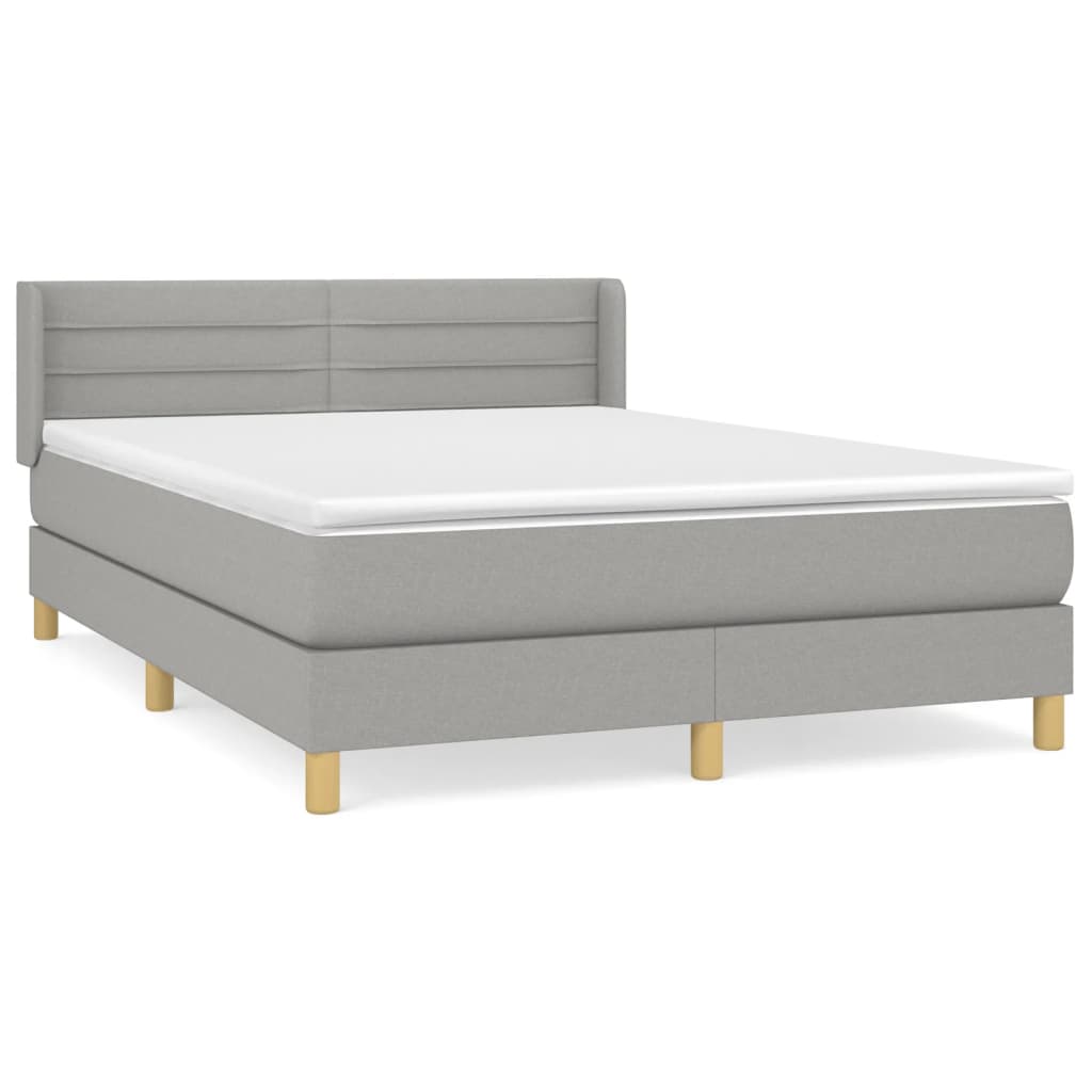 Boxspring met matras stof lichtgrijs 140x190 cm