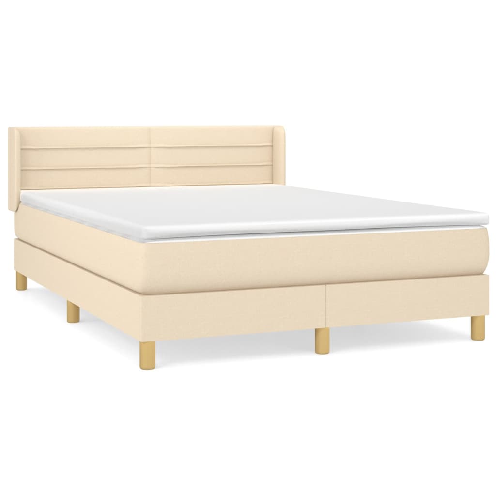 Boxspring met matras stof crèmekleurig 140x190 cm