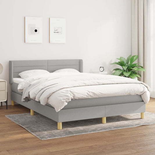 Boxspring met matras stof lichtgrijs 140x200 cm