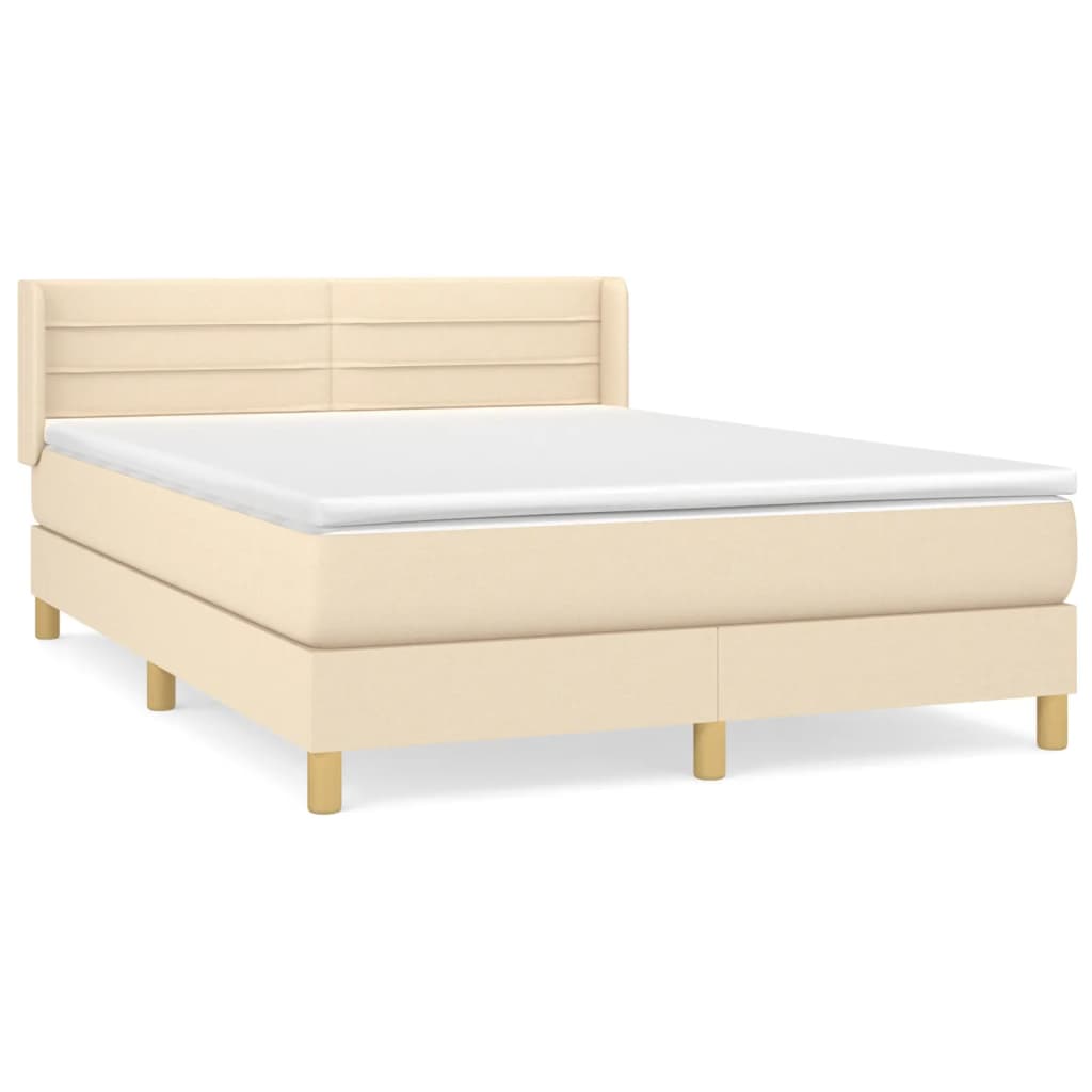 Boxspring met matras stof crèmekleurig 140x200 cm