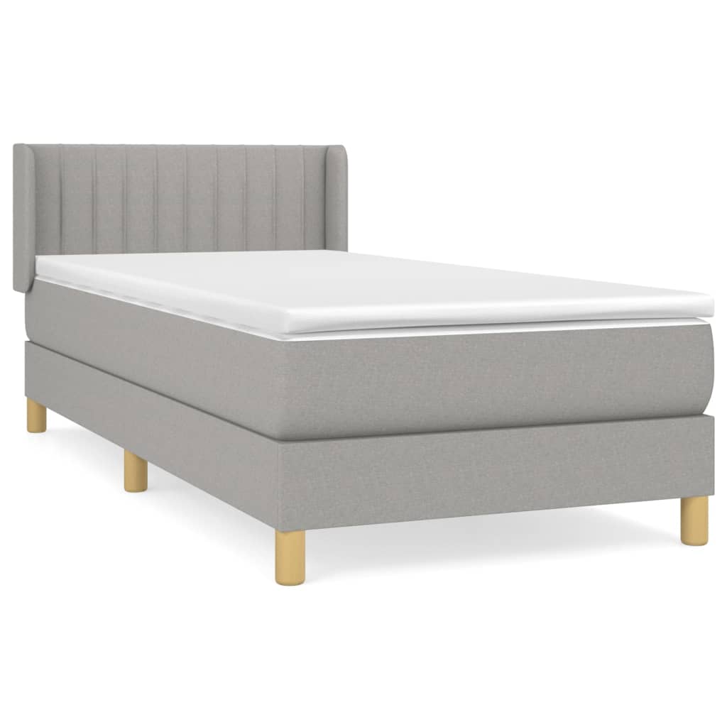 Boxspring met matras stof lichtgrijs 90x190 cm