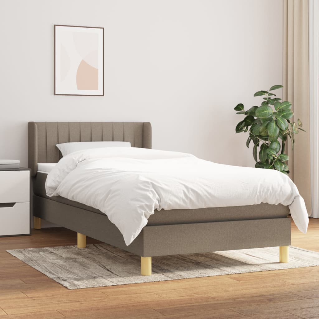 Boxspring met matras stof taupe 90x190 cm