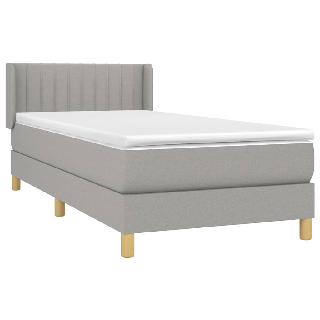 Boxspring met matras stof lichtgrijs 90x200 cm