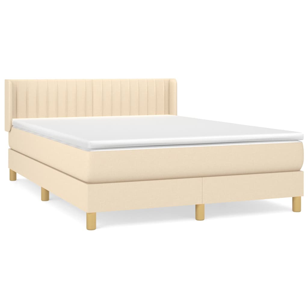 Boxspring met matras stof crèmekleurig 140x200 cm