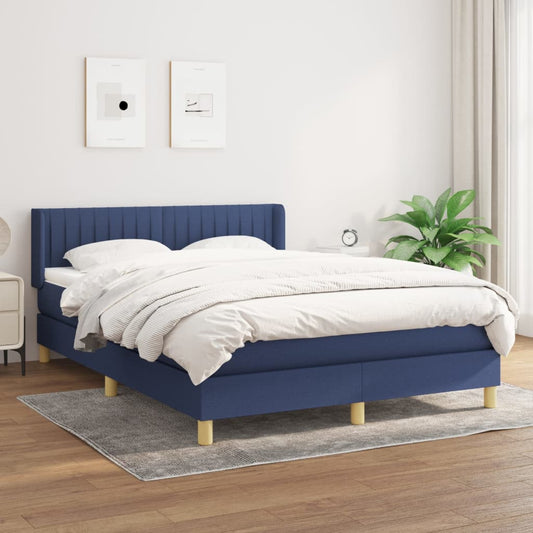 Boxspring met matras stof blauw 140x200 cm